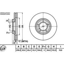MGA-50289 - Fren Dısk On Hava Kanallı 258-5 ( Mıtsubıshı: L 300 86 - 94 )