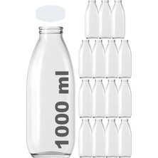 1000 ml Kapaklı Şeffaf Cam Sürahi, Su, Ayran, Limonata, Meşrubat, 15 Adet