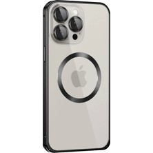 iPhone 15 Pro Max Kılıf Metal Bumper Magneticsafe Kapak - Siyah