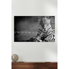 Vahşi Mavi Gözlü Jaguar Cam Tablo, Modern Ev Ofis Dekoru, Hediyelik Duvar Dekorasyonu, Kırılmaz Cam