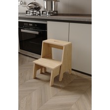 Yetiş 2 Basamaklı Tabure, Merdiven, Basamak  Kayar Iç Basamaklı 140 kg Taşıma Kapasiteli, Mdf Lam, Safir Meşe