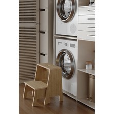 Yetiş 2 Basamaklı Tabure, Merdiven, Basamak  Kayar Iç Basamaklı 140 kg Taşıma Kapasiteli, Mdf Lam, Safir Meşe
