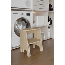 Yetiş 2 Basamaklı Tabure, Merdiven, Basamak  Kayar Iç Basamaklı 140 kg Taşıma Kapasiteli, Mdf Lam, Safir Meşe