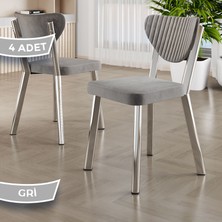 Arfe Serisi 4 Adet Gri Mutfak Sandalyesi Krom Kaplama Metal Ayak 1. Sınıf Babyface Kumaş