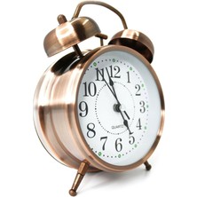 Büyük Boy Bakır Çalar Saat, Işıklı ve Alarmlı, Şık ve Dayanıklı Tasarım