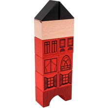 Ahşap Kırmızı Blok Ev, Eğlenceli ve Renkli Oyun Parçası