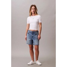 Calvin Klein Jeans Kadın Modal Fitilli Beyaz T-Shirt LV044C901G-YAA