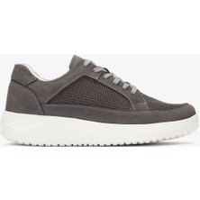 Hakiki Deri-Triko Erkek Günlük Yürüyüş Ayakkabısı - 2401 Nt-Gri KK064