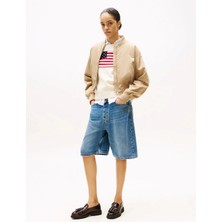 Tommy Hilfiger Kadın Naylon Normal Kesim Kısa Bej Bomber  Ceket WW0WW45634AEH