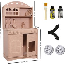 Ahşap Montessori Mutfak Seti ve 2 Boyama Kalemi, Eğlenceli Öğrenme Oyuncağı.