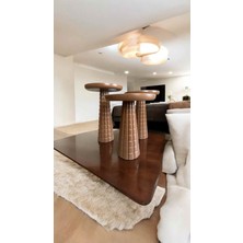 Simillo Home & Living Dekoratif Ahşap Mantar Sehpa Seti 3'lü – Kahverengi Yan Sehpa