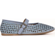 Bueno Shoes Mavi Açık Deri Kadın Düz Babet 01WE1701 01WE1701