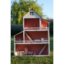 80 cm Ahşap Oyun Evi, 24 Parça LED Işıklı, Yapıştırıcı Hediye