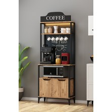 Peru Kahve Köşesi Mikrodalga Fırın Bölmeli Ajda Ledli Çok Amaçlı mutfak dolabı Atlantik çam