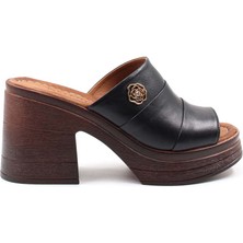 Fast Step Hakiki Deri  Kadın Dolgu Topuk Terlik 124ZA5171