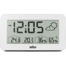 Beyaz Dijital Hava Durumu ve Alarm Özellikli Masa Saati, Renkli Tasarım