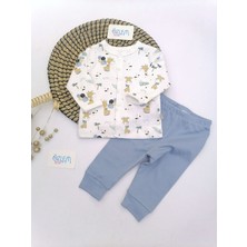 Melisa Baby Şirin Zebra Figürlü Mavi Pijama Takım 0-3 Ay