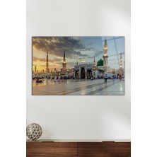 Mescid-I Nebevi Dini Cam Tablo, Modern Ev ve Ofis Dekoru, Hediyelik Duvar Dekorasyonu, Kırılmaz Cam