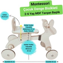 Renkli Çocuk Denge Bisikleti 2-6 Yaş, Mdf Tavşan Tasarımı