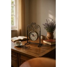 Kahverengi Taht Oymalı Masa Saati, Dekoratif Quartz, Şık ve Eşsiz Tasarım