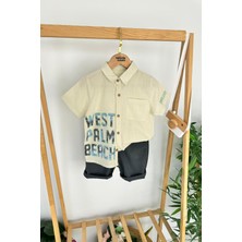 Miniğimin Cicileri West Palm Beach Baskılı Erkek Çocuk Gömlekli Şortlu takım - yeşil