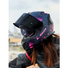 Ls2 Storm 2 Burst Mat Siyah-Pembe Kask S Beden Ayarlanabilir Çene Bağlantısı ile Konforlu Kullanım
