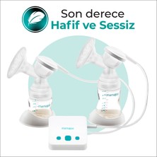 Mamajoo Elektronik Çiftli Göğüs Pompası 250 ml | 20 Kademe Ayarı, USBli, Hafif, Biberon ve Saklama Kabı Uyumlu