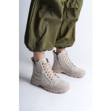 Amber Bağcıklı Fermuarlı Ortopedik Tabankadın Bot  Ckt - Krem