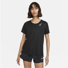 Nike W Nk Df Race Top Ss Kadın Siyah T-Shirt - DD5927-010