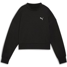 Puma Classics Kadın Oversized Crew Düz Desenli Siyah Sweatshirt Rahat Kesim Sezonluk