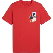 Puma Graphics Icon Erkek Kırmızı Yuvarlak Yaka Tişört