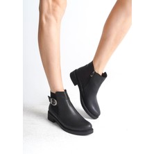 Luna Fermuarlı Lastikli Ortopedik Taban Topuklukadın Bot  Cst - Siyah