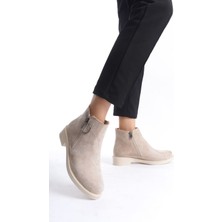 Margaret Fermuarlı Ortopedik Taban Topuklu Süet Kadın Bot  Stt - Ten