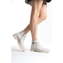 Almıla Fermuarlı Lastikli Ortopedik Taban Topuklukadın Bot  Ckt - Krem