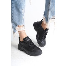 Jane Bağcıklı Ortopedik Taban Kadın Sneaker Spor Ayakkabı  Cst - Siyah