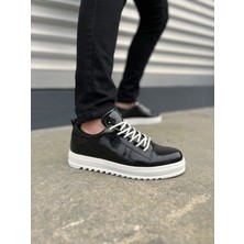 JY152 Cool Bağcıklı Rugan Erkek Günlük Spor Klasik Ayakkabı Rbt - Siyah