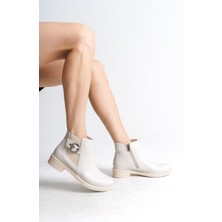 Luna Fermuarlı Lastikli Ortopedik Taban Topuklukadın Bot Ckt - Krem