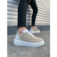 JY010 Cloud Bağcıklı Süet Erkek Günlük Sneaker Ayakkabı Sbt - Krem/beyaz