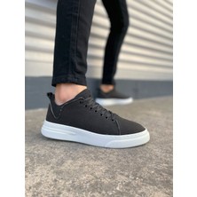 JY204 Flex Bağcıklı Keten Kumaş Erkek Günlük Sneaker Ayakkabı Kbt - Siyah