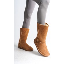 Freya Bağcıksız Düz Taban Içi Kürklü Süet Kadın Bot  Stt - Taba