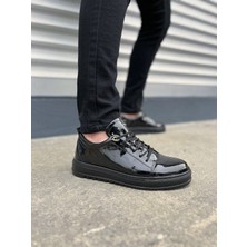 JY152 Cool Bağcıklı Rugan Erkek Günlük Spor Klasik Ayakkabı Rst - Siyah