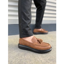 JY154 Blaze Bağcıksız Püsküllü Cilt Erkek Günlük Spor Klasik Ayakkabı Cst - Taba