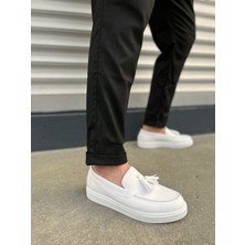 JY153 Bloom Bağcıksız Püsküllü Cilt Erkek Günlük Spor Klasik Ayakkabı Cbt - Beyaz