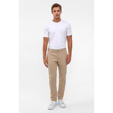 Bej Slim Desenli Pantolon