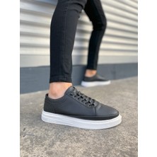 JY0535 Prime Bağcıklı Cilt Erkek Günlük Sneaker Ayakkabı Cbt - Siyah