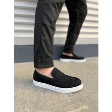 JY180 Estilo x Bağcıksız Süet Erkek Günlük Spor Klasik Ayakkabı Sbt - Siyah