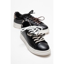 Warron Siyah Desenli Hakiki Deri Kadın Sneakers