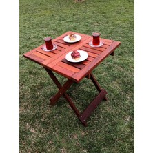 Ahşap Iroko Kaltanabilir 50X50 Bahçe ve Balkon Masası