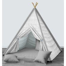 Gri Renkli Dijital Baskılı Minderli Oyun Çadırı, Çocuk Odası Için Eğlenceli ve Renkli