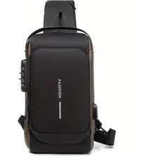 Siyah USB Şarjlı ve Kilitli Çok Fonksiyonlu Omuz ve Göğüs Çantası